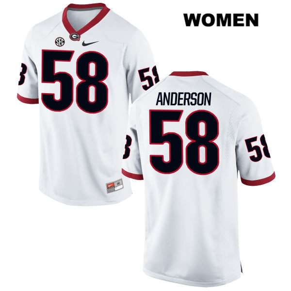 Georgia Bulldogs Women's Blake Anderson #58 NCAA Authentic White Nike Stitched College Football Jersey JKR0056EC